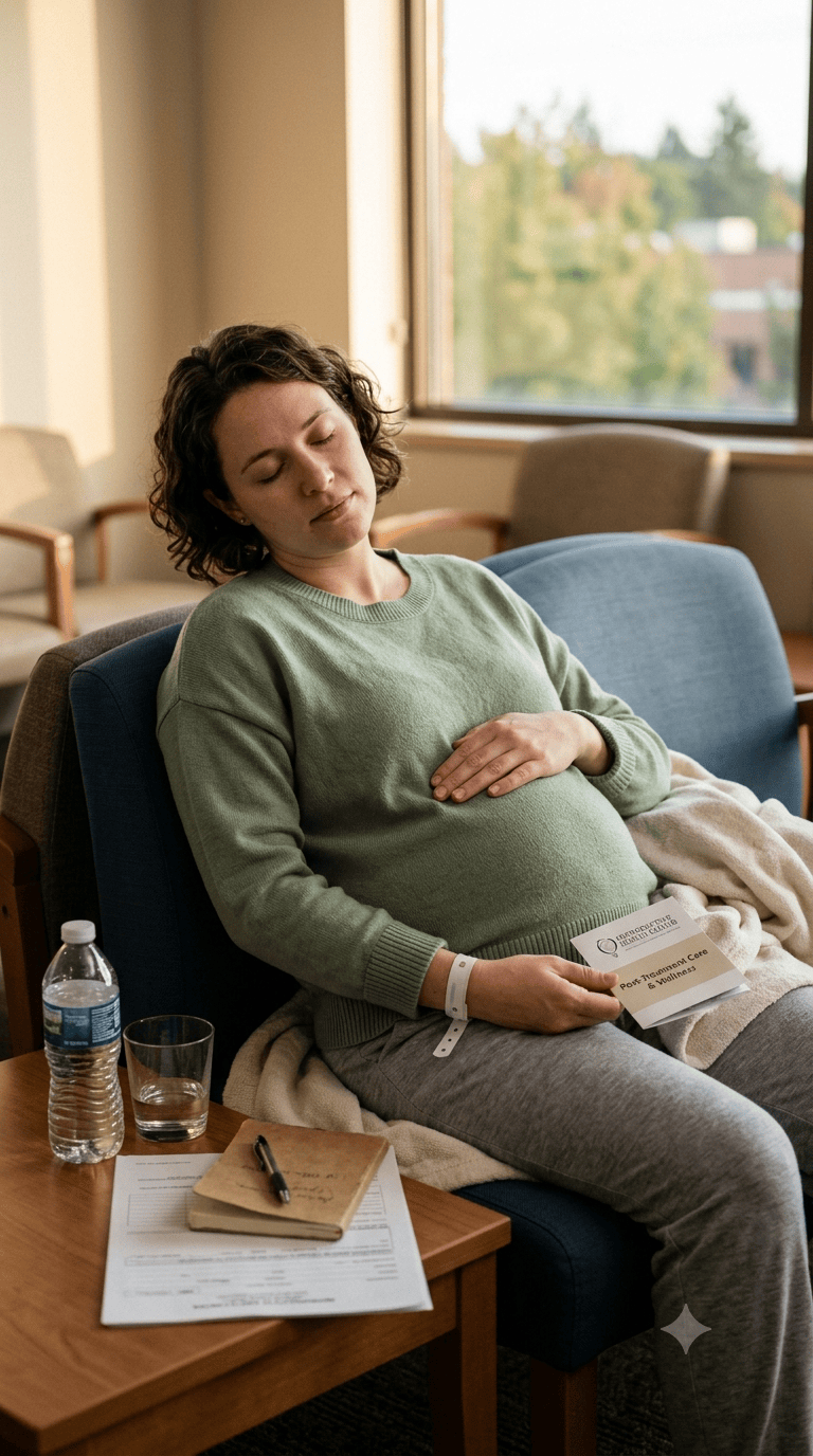 A person resting quietly at home during a fertility treatment cycle